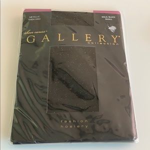 NWOT -Sheer Caress Black and Gold Metallic Hosiery